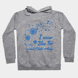 Bird Dandelion I Wear Blue For Child Abuse Awareness Month, Child Abuse, Protect Child, Blue Ribbon Awareness Hoodie